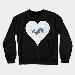 Jigsaw  Whale Heart Design - Fish Whale Crewneck Sweatshirt